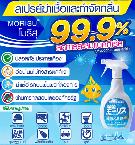 เซ็ตสเปรย์ฆาเชื้อและกำจัดกลิ่น MORISU อะควา คลีนนิ่ง สเปรย์ 400 มล. + ขวดเติม 400 มล._4